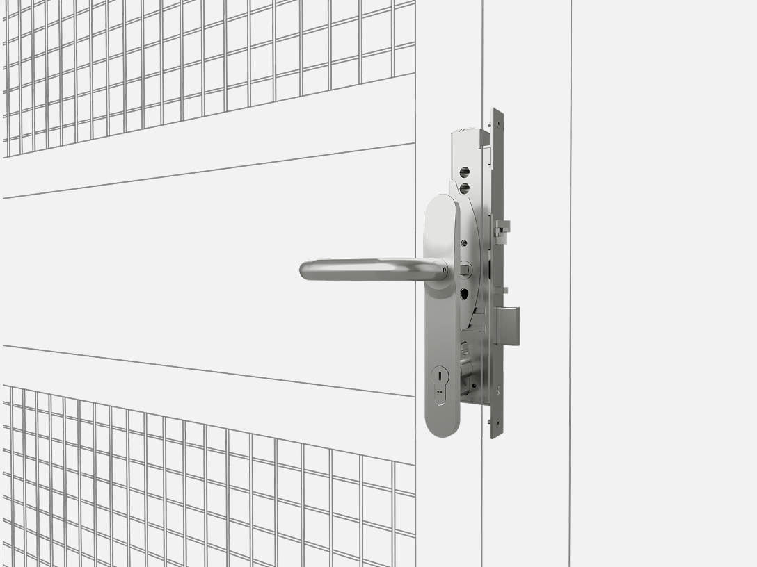 Serratura elettronica Assa Abloy EL460 installata su porta Cage Satech per controllo accessi in Data Centre.