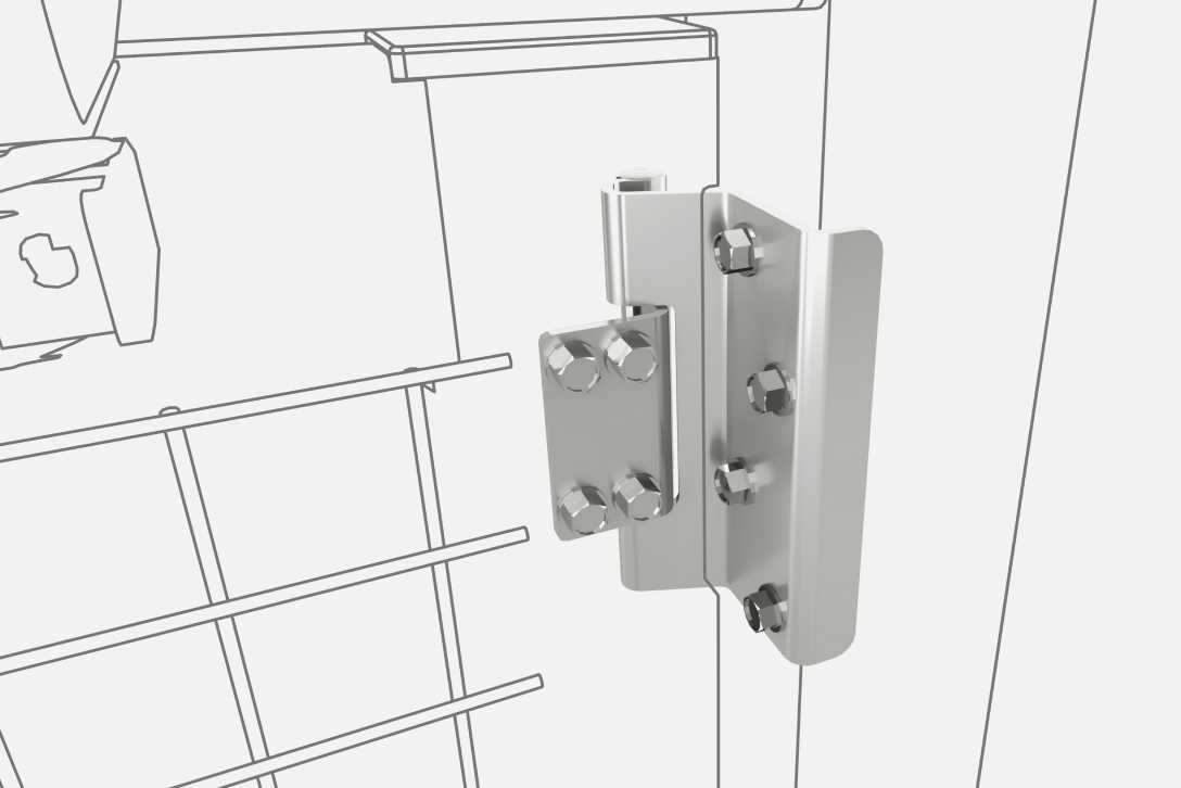 Cerniere nascoste dei Cage Satech per Data Centre, progettate per evitare accessi esterni e migliorare l’estetica.
